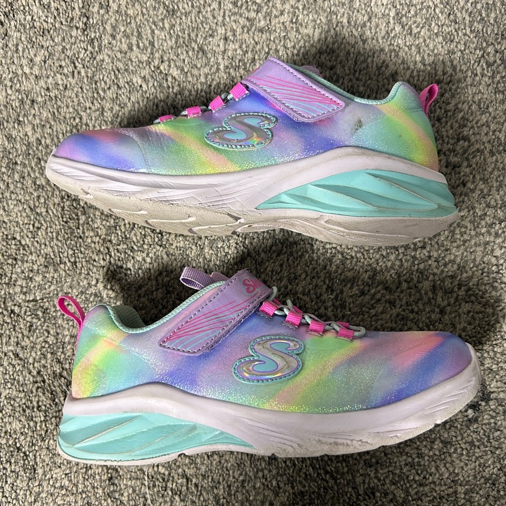 Skechers Kids Girls' Rainbow Pastel Velcro Sneakers - Size 3